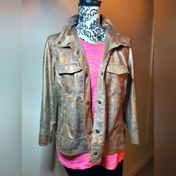 Jackets & Blazers - Lightweight snakeskin design metallic jacket sz 14